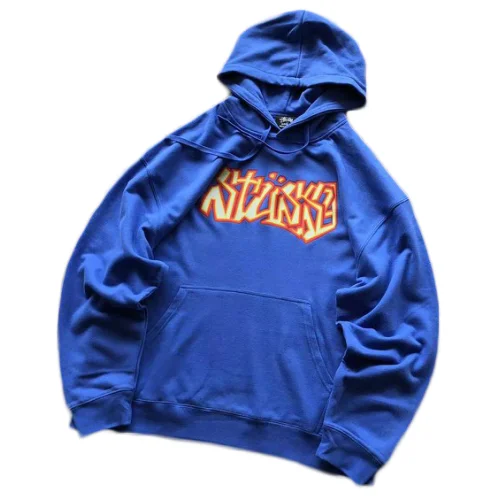 Худи Stussy Logo Inscription From Colorful Lines "Blue"