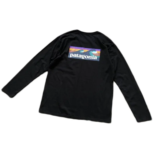 Лонгслив Patagonia Waves View Back Print "Black"