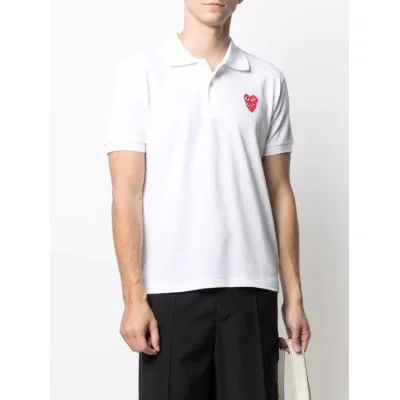 Поло Comme des Garcons Play Double Red Heart "White" фото № 2