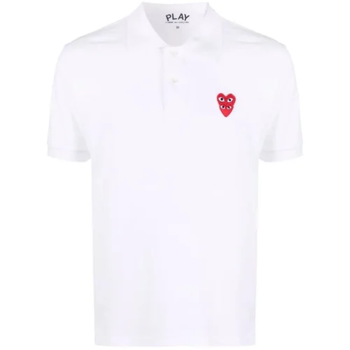 Поло Comme des Garcons Play Double Red Heart "White"