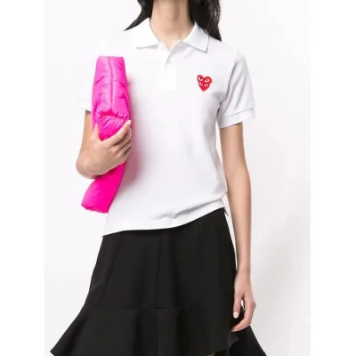 Поло Comme des Garcons Play Double Red Heart "White" фото № 3
