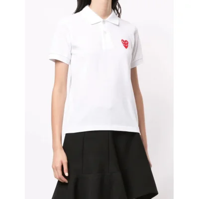 Поло Comme des Garcons Play Double Red Heart "White" фото № 4