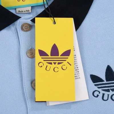 Поло Gucci X Adidas With Text Logo And Icon "Blue" фото № 7 Поло Gucci X Adidas With Text Logo And Icon "Blue" фото № 7