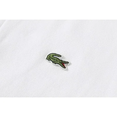 Поло Lacoste Cotton With Crocodile Logo "White" фото № 5