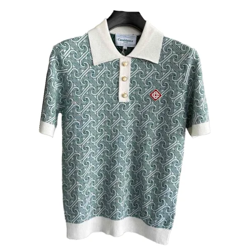 Рубашка Casablanca White Rounded Lines Red Romb "Green"