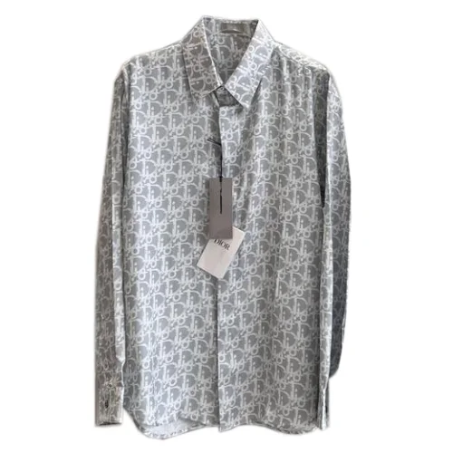 Рубашка Christian Dior White Logos Many Print "Blue"