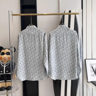 Рубашка Christian Dior White Logos Many Print "Blue" фото № 6