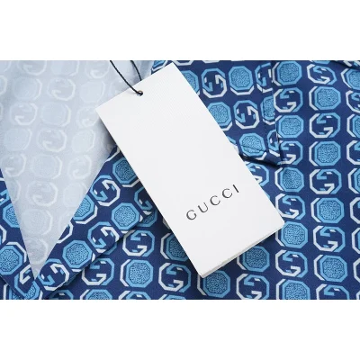 Рубашка Gucci Repeating Circles And Sleeves Edge Decorated "Blue" фото № 5