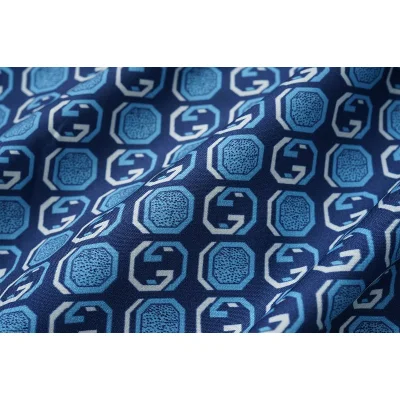 Рубашка Gucci Repeating Circles And Sleeves Edge Decorated "Blue" фото № 7