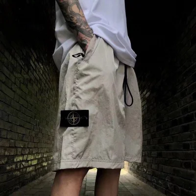 Шорты Stone Island With Pockets And Large Logo "Gray" фото № 4
