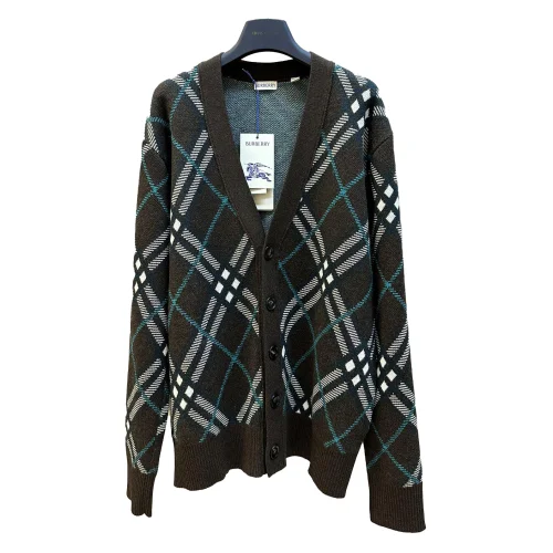 Кардиган Burberry White And Green Lines Print "Brown"