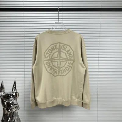 Свитшот Stone Island With Text Logo And Emblem — Single Color "Beige" фото № 6