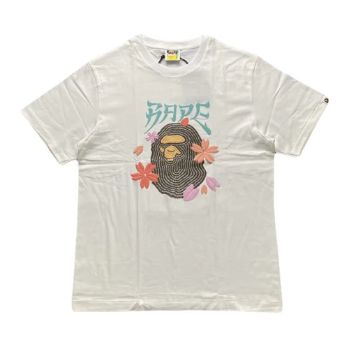 Футболка A Bathing Ape Monkey In Flowers "White"