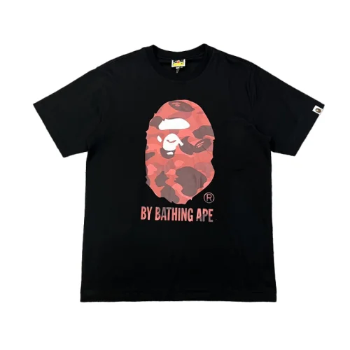 Футболка A Bathing Ape Brand Logo With Monkey "Black/Red"