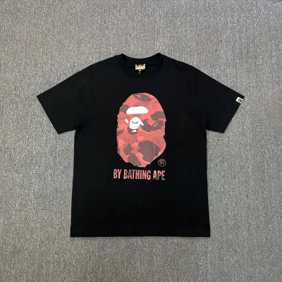 Футболка A Bathing Ape Brand Logo With Monkey "Black/Red" фото № 2
