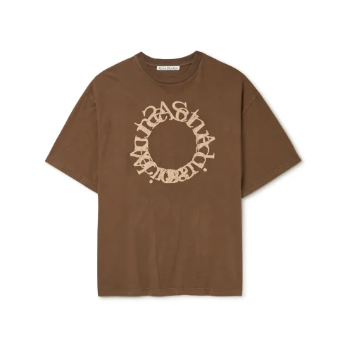 Футболка Acne Studios Base Color With Logo "Brown"