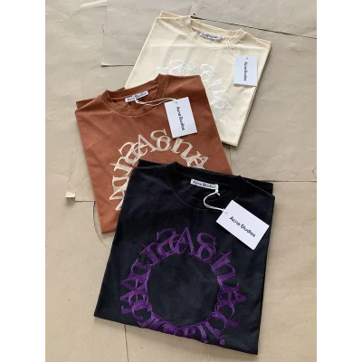 Футболка Acne Studios Base Color With Logo "Brown" фото № 4