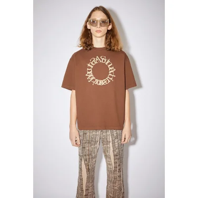 Футболка Acne Studios Base Color With Logo "Brown" фото № 5