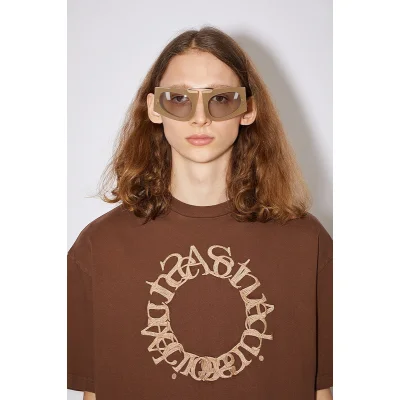 Футболка Acne Studios Base Color With Logo "Brown" фото № 6