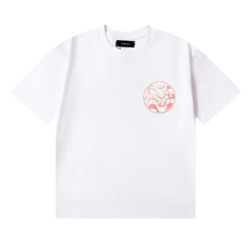 Футболка Amiri Pink Circle And Logo "White"