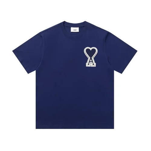 Футболка Amiri Logo With White Border "Blue"