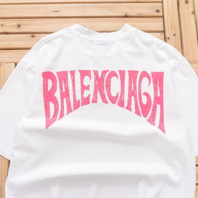 Футболка Balenciaga Curved Back Logo "White" фото № 8