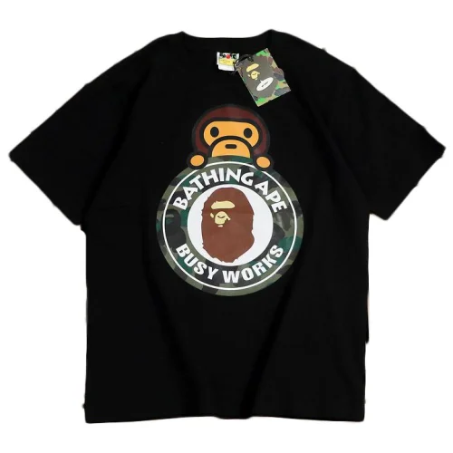 Футболка Bape Monkey Behind Circle With Logo "Black"