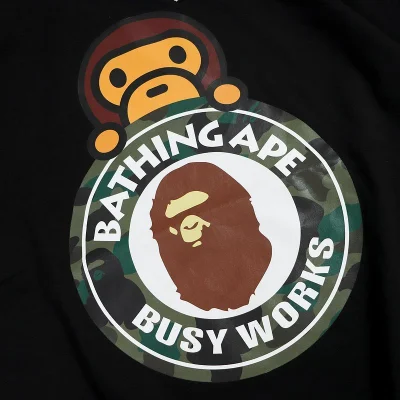 Футболка Bape Monkey Behind Circle With Logo "Black" фото № 3