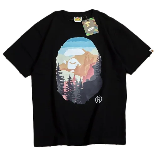 Футболка Bape Logo With Spruce Background "Black"