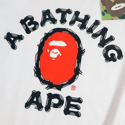 Футболка Bape Front Red Logo "White" фото № 4