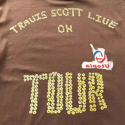 Футболка Cactus Jack Merch Sleeve Decorated By Circle With Inscription "Brown" фото № 6