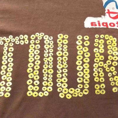 Футболка Cactus Jack Merch Sleeve Decorated By Circle With Inscription "Brown" фото № 9