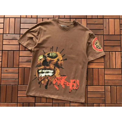 Футболка Cactus Jack Merch Sleeve Decorated By Circle With Inscription "Brown" фото № 2