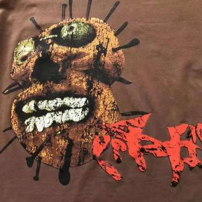 Футболка Cactus Jack Merch Sleeve Decorated By Circle With Inscription "Brown" фото № 4