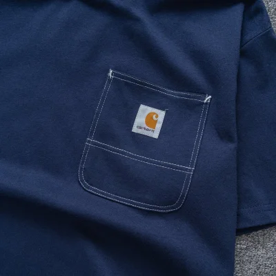 Футболка Carhartt With Logo On The Pocket "Blue" фото № 4