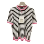 Футболка Chanel Black Horizontal Black Lines Print "White"