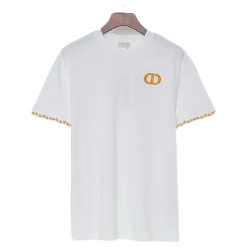 Футболка Christian Dior Edge Decorated By Stars And Small Logo Front "White"