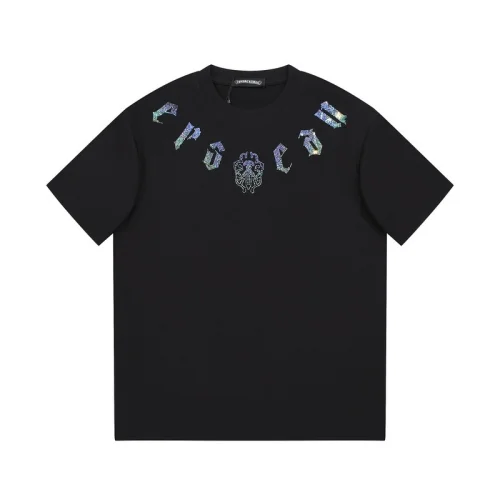 Футболка Chrome Hearts With Logo Made Of Colored Crystals "Black"