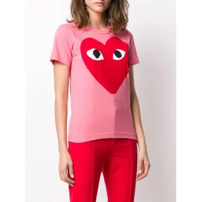 Футболка Comme des Garçons Play Red Heart Eyes "Pink" фото № 7