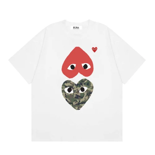 Футболка Comme des Garçons Play Camouflage Heart Eyes "White"