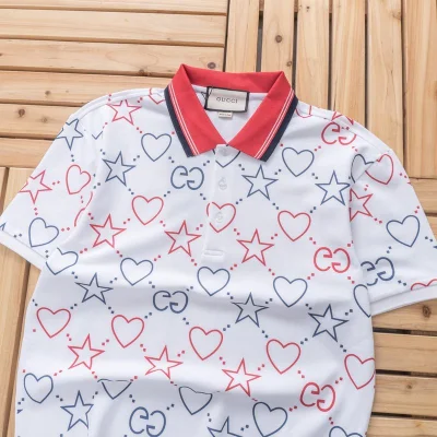 Поло Gucci Repeating Hearts And Stars "White" фото № 8