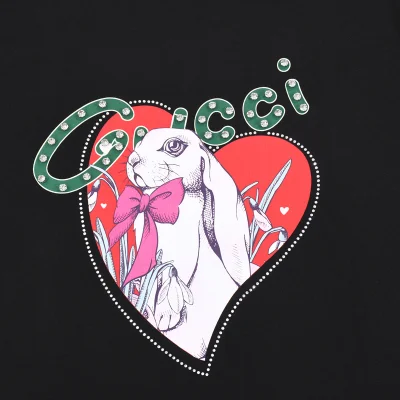 Футболка Gucci Beautiful Rabbit - Love "Black" фото № 8