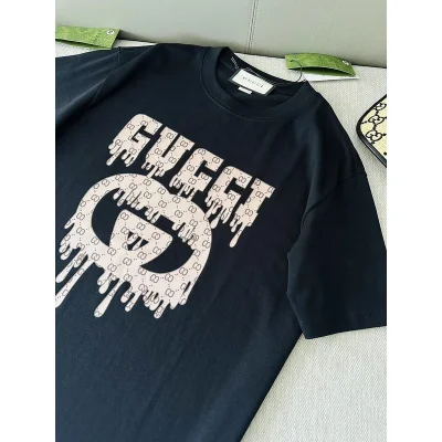 Футболка Gucci Fluid Logo "Black" фото № 5