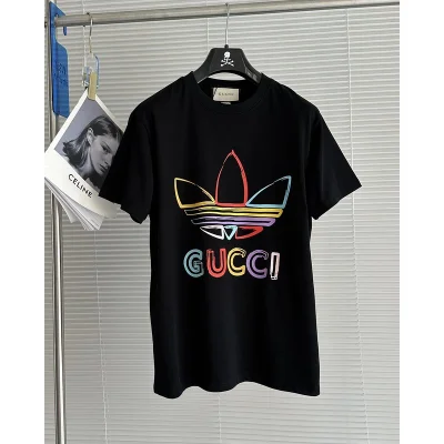 Футболка Gucci X Adidas With Motley Logo "Black" фото № 3