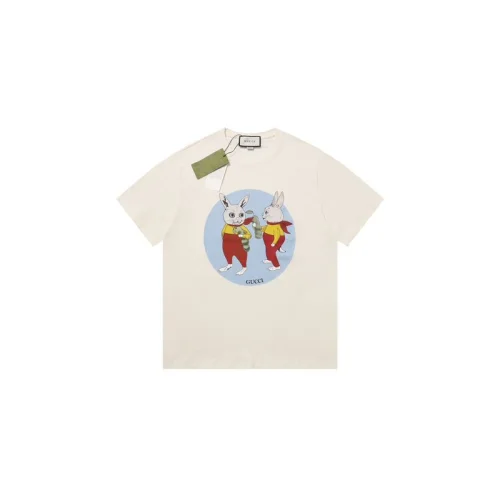 Футболка Gucci X Balenciaga With Rabbits On Blue Background "Cream"