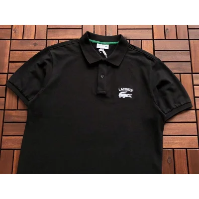 Поло Lacoste Lettering And Small Logo "Black" фото № 2