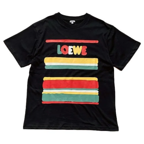 Футболка Loewe With Multicolored Stripes "Black"