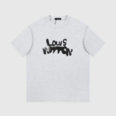 Футболка Louis Vuitton With Text Logo Stylish "Gray" фото № 5