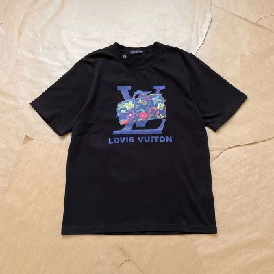 Футболка Louis Vuitton Logo And Travel Bag "Black" фото № 3