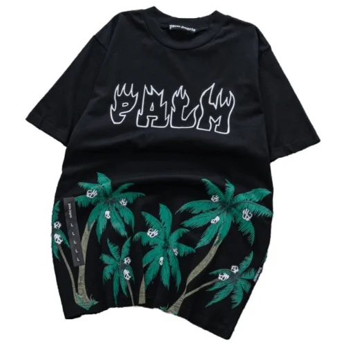 Футболка Palm Angels Beach Print - Fire Logo "Black"